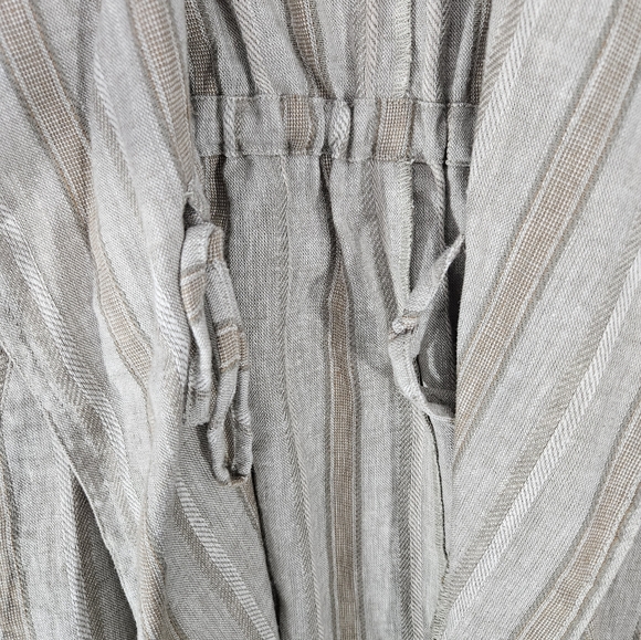 Fate Womens Linen Viscose Blend Open Frount Tie Jacket Cream Strip Size Medium M - Picture 8 of 12